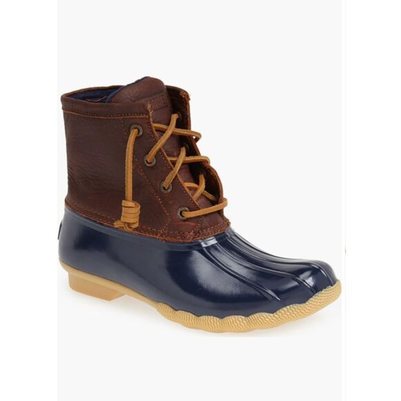 SPERRY Saltwater Duck‎ Boot Brown/Navy NWOT w BOX Sz 9 - Picture 1 of 7